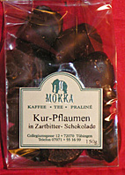 Süßes - Trockenfrüchte in Schokolade  : Pflaumen in Zartbitterschokolade, 150g